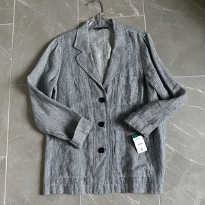 NWT Elliott Lauren Blue & White Stripe Linen Blazer Jacket Size 10
